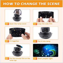 Load image into Gallery viewer, CWH&WEN 2 in 1 LED Starry & Undersea Projector Lamp, Rotating Night Light 8 Colors Mode LED Laser Night Lights Gift for Kids Children Living/Bedroom,Black