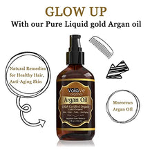 Load image into Gallery viewer, VoilaVe USDA and ECOCERT Pure Organic Moroccan Argan Oil for Skin, Nails & Hair Growth, Anti-Aging Face Moisturizer, Cold Pressed, Hair Moisturizer, Rich in Vitamin E & Carotenes, 4 fl oz
