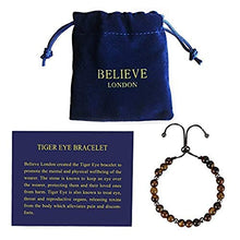 Load image into Gallery viewer, Believe London Tiger Eye Bracelet with Jewelry Bag & Meaning Card | Strong Elastic | Precious Natural Stones Crystal Healing Gemstone Men Women Meditation