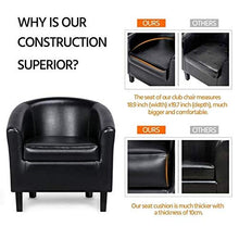 Load image into Gallery viewer, YAHEETECH Accent Chairs Set of 2 Faux Leather Barrel Chair Side Chairs Club Chair for Bedroom Living Reading Room, Black