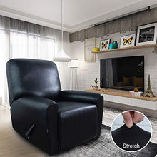 Load image into Gallery viewer, Easy-Going PU Leather Recliner slipcovers, Stretch Sofa Covers, 4 Pieces Stretch Furniture Protector, Elastic Strap Shield Pets Kids Children Cats Dogs(Recliner, Black)