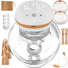 Load image into Gallery viewer, DENICO Wearable Breast Pump Hands Free - Portable Breast Pump Kit- Rechargeable Electric Breast Pumps with 3 Modes, 10 Levels, 18 24 28 mm Flanges