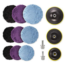 Load image into Gallery viewer, SPTA Microfiber Polishing Pads, 14pcs 3" 5" 6" Microfiber Buffing Pad Kits Removing Wax Buffer Pads Microfiber Cutting Disc Micro Fiber for DA/RO Car Polisher Polishing,Buffing,Waxing and Cleaning