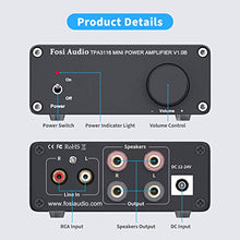 Load image into Gallery viewer, 2 Channel Amplifier Stereo Audio Amp Mini Hi-Fi Class D Integrated TPA3116 Amp for Home Speakers 50W x 2, with 19V 4.74A Power Supply - Fosi Audio V1.0B Black