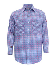 Load image into Gallery viewer, TICOMELA FR Shirt for Men Flame Resistant Shirts 6.5oz Light Weight Orange/Black Plaid Men's Fire Retardant Snap Shirts