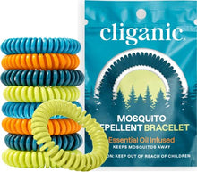 Load image into Gallery viewer, Cliganic 20 Pack Mosquito Repellent Bracelets, DEET-Free Bands, Individually Wrapped (Packaging May Vary)