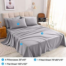 Load image into Gallery viewer, King Size 6-Piece Bed Sheets Set Microfiber 1800 Thread Count Percale 16 Inch Deep Pockets Super Soft and Comforterble Wrinkle Fade and Hypoallergenic(King,Grey)