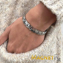 Load image into Gallery viewer, MagnetRX® Women's Ultra Strength Magnetic Therapy Bracelet - Arthritis Pain Relief & Carpal Tunnel Titanium Magnetic Bracelets for Women - Adjustable Length with Sizing Tool (Silver)