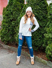 Load image into Gallery viewer, MEROKEETY Womens Long Sleeve Shirts Chevron Print Patchwork Pockets Casual Pullover Tops, A-White, M