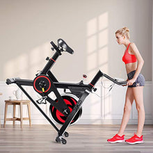 Load image into Gallery viewer, GYMAX Magnetic Exercise Bike, Indoor Stationary Cycling Bike, Noise-free Smooth Exercise Bike with LCD Monitor for Home Gym Cardio Workout (Black & Red)