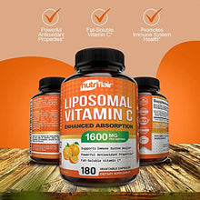 Load image into Gallery viewer, NutriFlair Liposomal Vitamin C 1600mg, 180 Capsules - High Absorption, Fat Soluble VIT C, Antioxidant Supplement, Higher Bioavailability Immune System Support & Collagen Booster, Non-GMO, Vegan Pills
