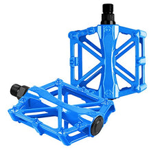 Load image into Gallery viewer, Bike pedals - Mountain Bike Pedals - Aluminum CNC Bearing Bicycle Pedals - Road Bike Pedals with 16 Anti-skid Pins - Lightweight Platform Pedals - 9/16" Spindle Bike Pedal for BMX/MTB Bike Blue