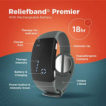 Load image into Gallery viewer, Reliefband Premier Anti-Nausea Wristband | FDA Cleared Nausea & Vomiting Relief for Anxiety, Migraine, Motion Sickness (Car, Air, Train, Sea), Hangover & Morning Sickness | Drug Free (Charcoal)