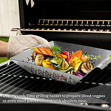 Load image into Gallery viewer, Cook Time BBQ Grill Vegetable Basket Stainless Steel Grilling Woks-Non Stick Large Veggie Barbecue Accessory for Outdoor Grill,Heavy Duty 1.5X Thicker,13.75X12X2.5inches
