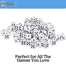 Load image into Gallery viewer, Regal Games - 6-Sided Urea Game Dice Set - Standard 16mm Size - 100 Count - White - Perfect for Group Events, Bulk Buying