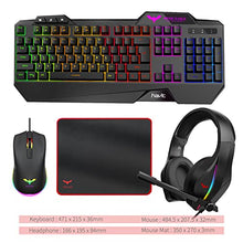 Load image into Gallery viewer, havit Gaming Keyboard Mouse Headset & Mouse Pad Kit, Rainbow LED Backlit Wired, Over Ear Headphone with Mic for PC Computer, Laptop and More