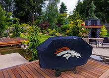 Load image into Gallery viewer, NFL Denver Broncos Deluxe Vinyl Padded Grill Cover, Navy, Item size: 68" x 21" x 35"