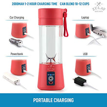 Load image into Gallery viewer, Zulay Portable Blender For Shakes And Smoothies - USB Rechargeable Portable Smoothie Blender Small For Travel - 13oz Capacity Personal Mini Blender Portable - Red