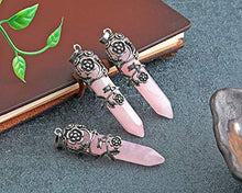 Load image into Gallery viewer, Top Plaza Antique Silver Flower Wrapped Natural Quartz Gemstone Healing Crystal Necklace 5pcs/Set