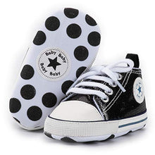 Load image into Gallery viewer, VARWANEO Baby Shoes Sequined Canvas Shoes Baby Newborn Soft-Soled Toddler Shoes Black