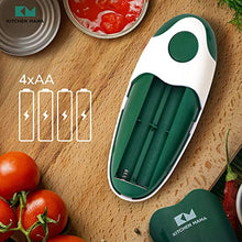 Load image into Gallery viewer, Kitchen Mama Electric Can Opener V2 Christmas Color Edition: Upgraded Blade Opens Any Can Shape - No Sharp Edge, Food-Safe, Handy with Lid Lift, Battery Operated & Handheld (Bundle Red & Army Green)