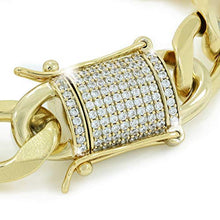 Load image into Gallery viewer, Men's Miami Cuban Bracelet - Iced Out Diamond Clasp - Iced Out Men's Heavy Cuban Link - 14k 18k Yellow Or Rose Gold Over Stainless Steel - Never Changes Color (7.5, 10mm - 14k White)