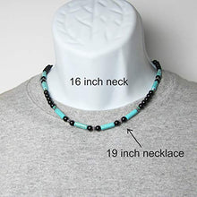 Load image into Gallery viewer, Blue Magnesite, Black Onyx, and Turquoise Mens Gemstone Necklace - Handcrafted in USA (22 inches)