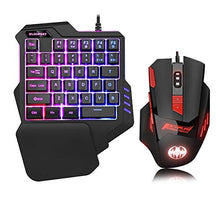 Load image into Gallery viewer, CHUNUO One-Handed Mechanical Gaming Keyboard, USB Wired Rainbow Letters Glowing Luminous with Wrist Rest, Gaming Keyboard Set (Keyboard + Ordinary Mouse)