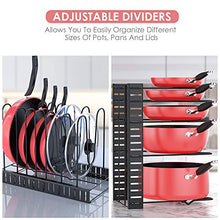 Load image into Gallery viewer, Pan Organizer Rack for Cabinet, Pot Rack with 3 DIY Methods, Adjustable Pots and Pans Organizer under Cabinet with 8 Tiers, Large & Small Pot Organizer Rack for Cabinet Kitchen Cookware Organizer
