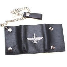 Load image into Gallery viewer, Genuine Leather Farvahar Biker Chain Black Wallet Cardholder Keychain (Black)