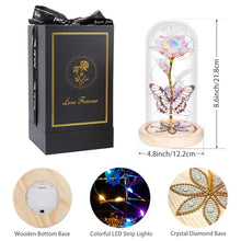 Load image into Gallery viewer, Beferr Valentines Day Gifts for Her Valentines Rose Birthday Gifts for Women Galaxy Rose Crystal Flower Gift Light Up Rose in Glass Dome 8.6" Colorful Rainbow Rose Gifts for Mom Girlfriend Wife