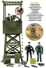 Load image into Gallery viewer, Click N' Play Military Lookout Watch Tower 16 Piece Play Set with Accessories. , Green
