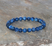 Load image into Gallery viewer, Kyanite Beaded Bracelet Handmade 6mm Dainty Kyanite Gemstone Bracelet Grade AAA Kyanite Deep Blue Bracelet Unisex Bracelet Stacking Bracelet