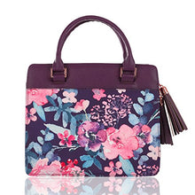 Load image into Gallery viewer, Blessed Purse Style Bible Cover for Women Black Faux Leather, Purple Floral Medium