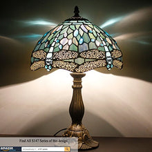 Load image into Gallery viewer, Tiffany Lamp 18 Inch Tall Sea Blue Stained Glass Dragonfly Crystal Style Shade Accent Antique End Bedside Art Table Desk Light Decorative Living Room Bedroom College Dorm S147 WERFACTORY