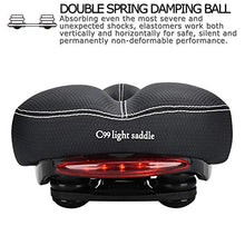 Load image into Gallery viewer, DAWAY Comfortable Men Women Bike Seat C99 Memory Foam Padded Leather Wide Bicycle Saddle Cushion with Taillight, Waterproof, Dual Spring Designed, Soft, Breathable, Fit Most Bikes, 1 Year Warranty