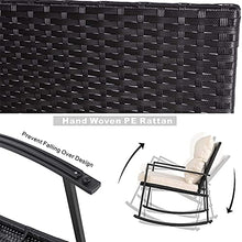 Load image into Gallery viewer, Walsunny 3 Pieces Patio Set Outdoor Wicker Patio Furniture Sets Modern Rocking Bistro Set Rattan Chair Conversation Sets with Coffee Table(Beige)