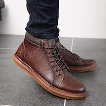 Load image into Gallery viewer, Arkbird Fashion Men's Leather Sneaker Boots Mid-Top Casual Oxford Walking Shoes for Men Khaki Man Size 12