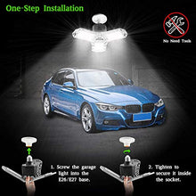 Load image into Gallery viewer, Led Garage Industrial-Lamp 80W, Deformable Workshop Super-Bright High-Bay Light-Lamp with 4 Adjustable Panels, E27/E26 Shop Ceiling Lights with Sensor, 8000LM,White