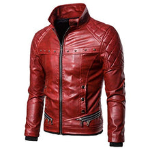 Load image into Gallery viewer, SPE969 Men's Zipper Removable Fur Collar Jacket,Leather Vintage Steam Pocket Punk Gothic Retro Coat Red