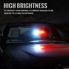 Load image into Gallery viewer, Xprite White Red 16 LED High Intensity Emergency Hazard Warning Strobe Lights w/Suction Cups for Volunteer Firefighter Law Enforcement Vehicles Truck Interior Roof Windshield Dash Deck Flash Light