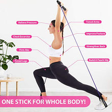 Load image into Gallery viewer, Viajero Pilates Bar Kit for Portable Home Gym Workout - 2 Latex Exercise Resistance Band - 3-Section Sticks - All-in-one Strength Weights Equipment for Body Fitness Squat Yoga with E-Book & Video