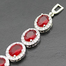 Load image into Gallery viewer, HERMOSA Oval Ladies Tennis Bracelet Sapphire Ruby Emerald White Topaz Silver 7 inch (Ruby)