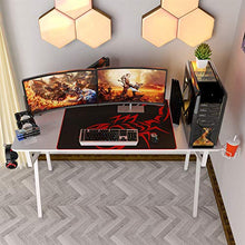 Load image into Gallery viewer, DESIGNA 55'' Gaming Desk, K-Shape Computer Desk with Free Mouse pad, Cup Holder& Headphone Hook & Controller Stand, Gamer Workstation for Home Office, White