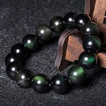 Load image into Gallery viewer, SX Commerce Bead Bracelet Natural Obsidian Stone with Women 10mm and Men 12MM Jewelry (12MM)