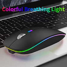 Load image into Gallery viewer, LED Wireless Mouse, Uiosmuph G12 Slim Rechargeable Wireless Silent Mouse, 2.4G Portable USB Optical Wireless Computer Mice with USB Receiver and Type C Adapter (Matte Black)