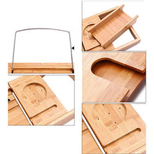 Load image into Gallery viewer, Wine Rack H Luxury Bamboo Bathtub Caddy Bath Tub Tray with Extending Sides Built in Book Tablet Holder Cellphone Tray & Integrated Wineglass Holder and Other Accessories Placement