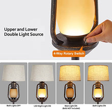 Load image into Gallery viewer, Suraielec Farmhouse Floor Lamp with Night Light, Rustic Standing Lamps for Living Room, Beige Linen Drum Lampshade, Oil Rubbed Bronze Finish, Traditional Floor Lamps for Bedroom Home Decor,Foot Switch