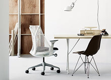 Load image into Gallery viewer, Herman Miller Sayl Ergonomic Office Chair with Tilt Limiter and Carpet Casters | Stationary Seat Depth and Arms | Black Frame with Licorice Crepe Seat