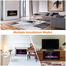 Load image into Gallery viewer, Tangkula 36 Inches Recessed Electric Fireplace, in-Wall & Wall Mounted Electric Heater with Adjustable Flame Color & Speed, Remote Control, Touch Screen, 750-1500W (36 Inches)
